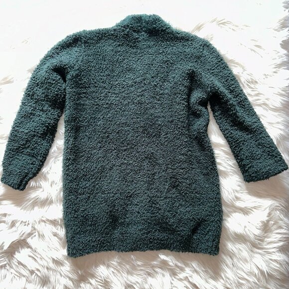 Skies Are Blue Fuzzy Cardigan Sweater Dark Green - Picture 2 of 3